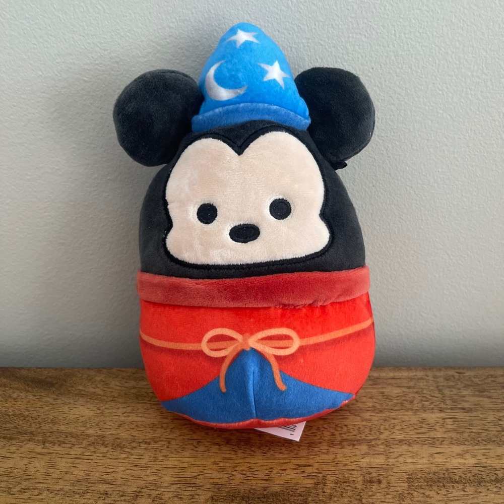 Squishmallows 8in Plush Sorcerer Mickey Mouse Disney Fantasia Red Blue